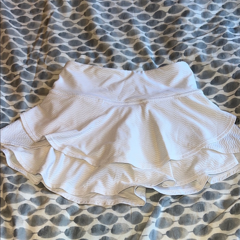 Athleta Girl White Ruffled Skirt (shorts under)